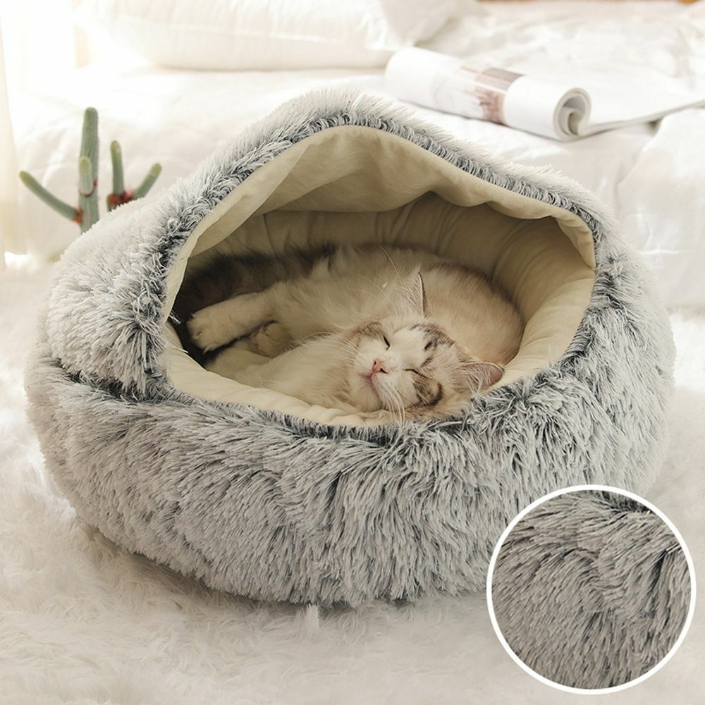 Halfronde Katten Slaapmand Pluche - Veilige Rustplek Huisdieren Bescherming Privacy Comfortabel Warm