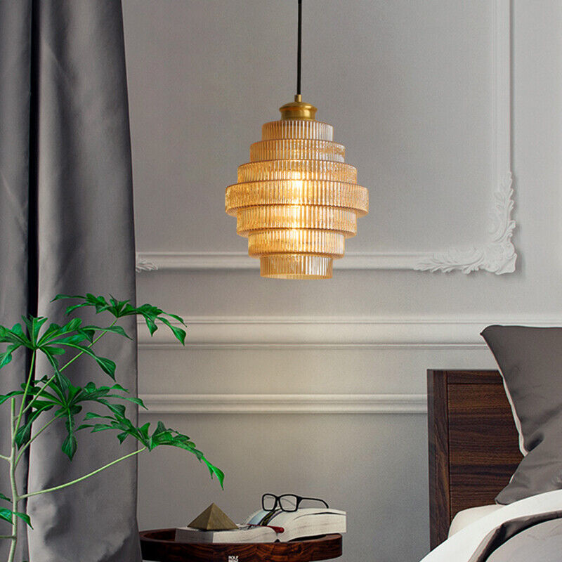 Messingkleurige Hanglamp met Flessendesign - Glazen Kap in Retro Stijl - Ø22cm - E27-Fitting