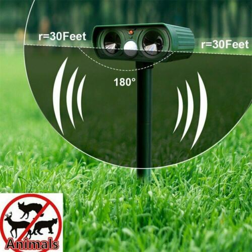 Ultrasone Dierenverjager op Zonne-energie met Infrarood Bewegingssensor Waterdicht voor Tuin Erf 30m Bereik