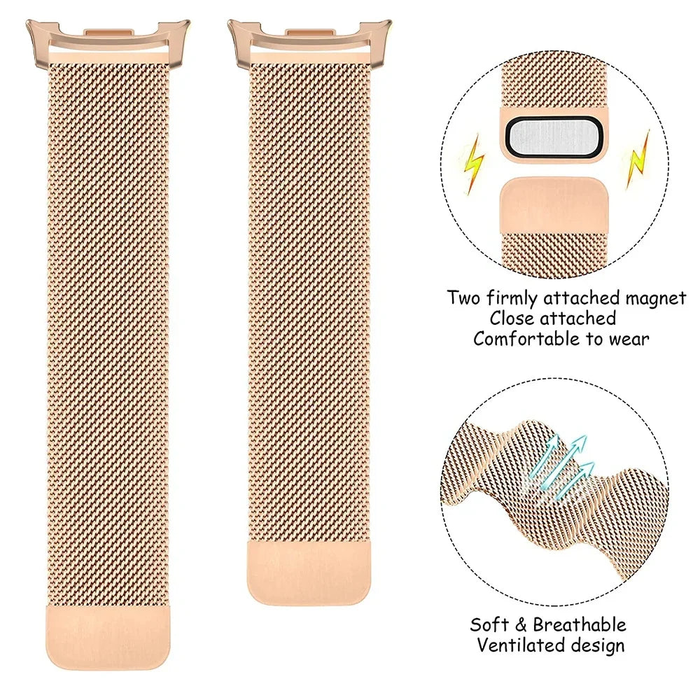 Milanese Mesh Horlogeband Magnetisch Roestvrij Staal Smartwatch Verstelbaar Ademend Polsband Universeel