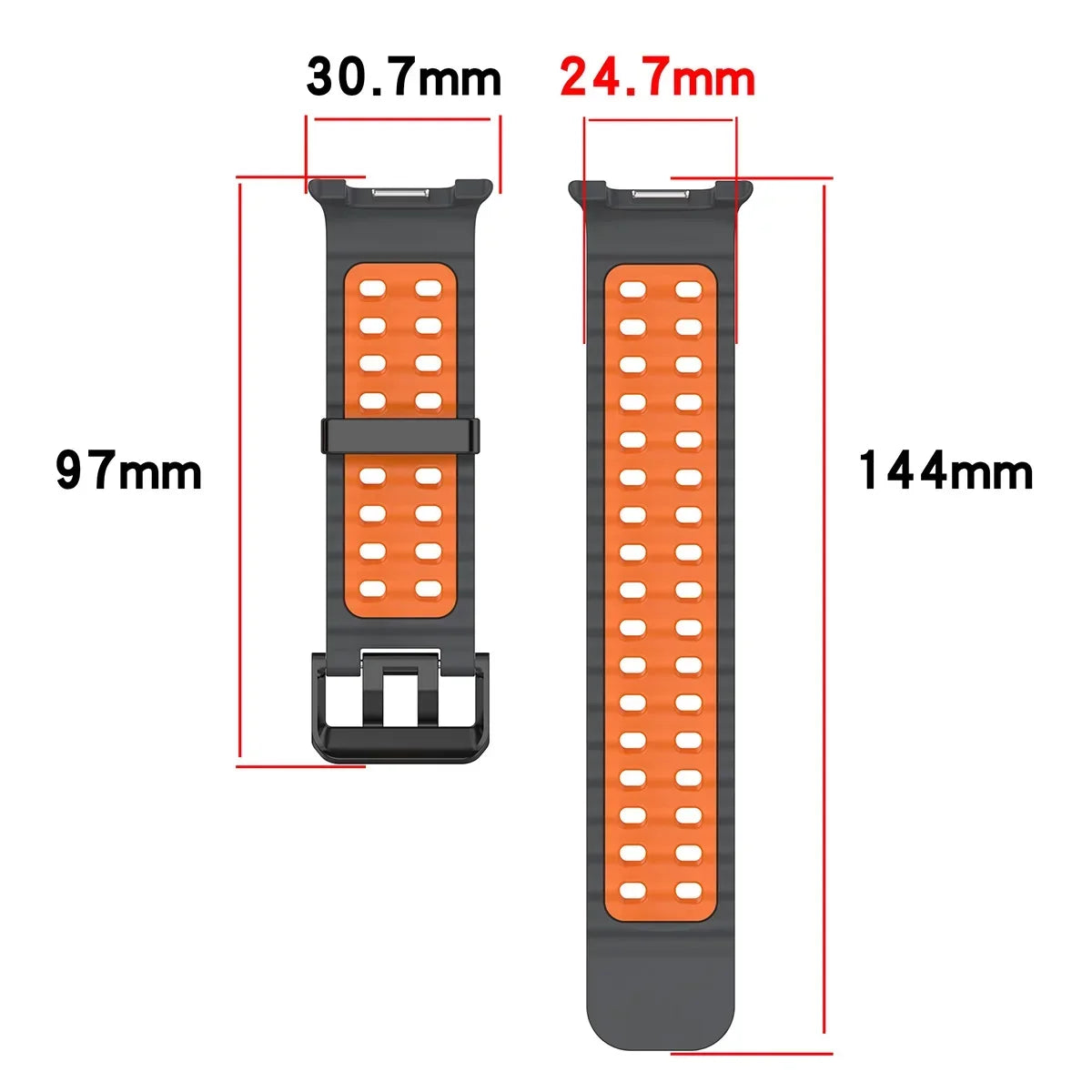 Siliconen Sportbandje voor Smartwatch met Ademende Perforatie Waterdicht Design Fitness Polsband Verstelbaar