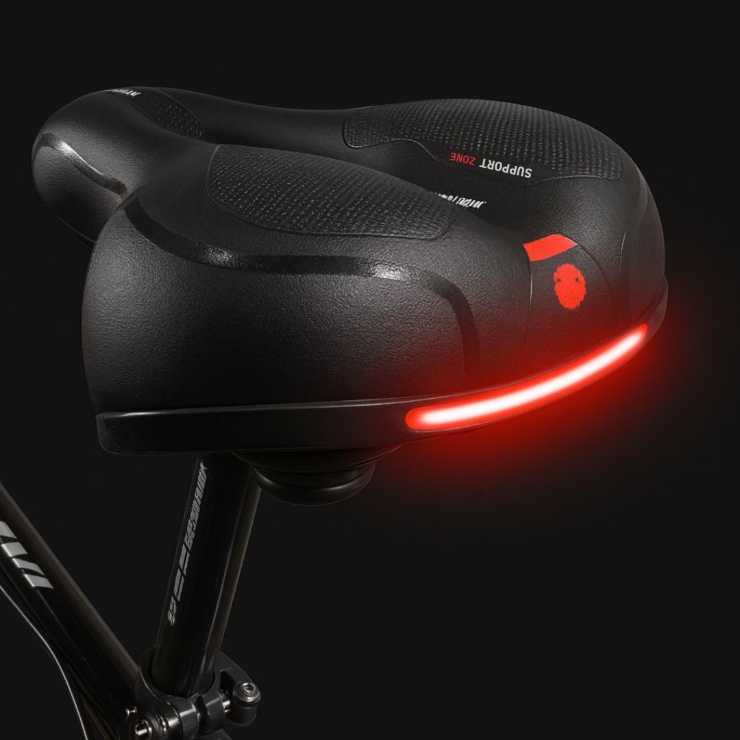 Comfortabel Fietszadel met Reflector - Ergonomisch Geveerd Waterdicht Design voor Dames en Heren Fietsen