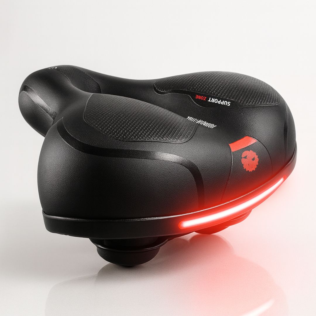 Comfortabel Fietszadel met Reflector - Ergonomisch Geveerd Waterdicht Design voor Dames en Heren Fietsen