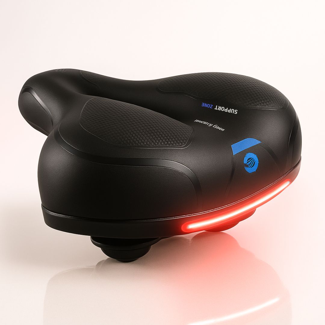 Comfortabel Fietszadel met Reflector - Ergonomisch Geveerd Waterdicht Design voor Dames en Heren Fietsen