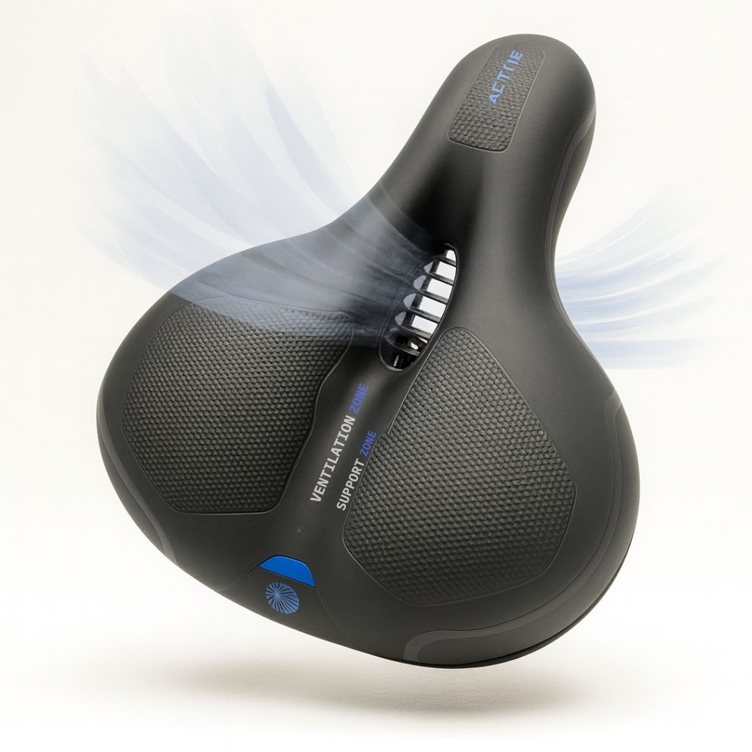 Comfortabel Fietszadel met Reflector - Ergonomisch Geveerd Waterdicht Design voor Dames en Heren Fietsen
