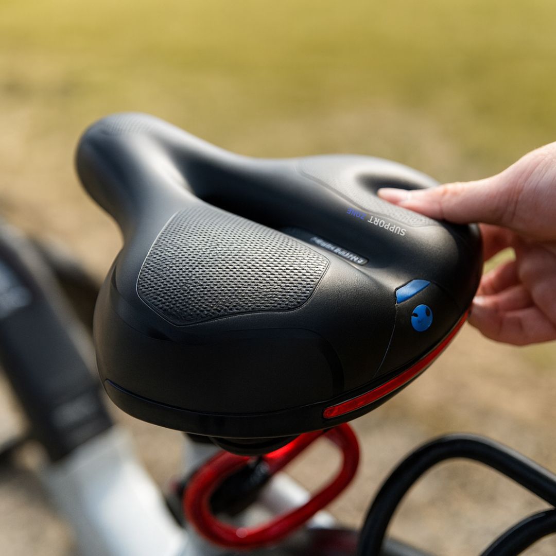 Comfortabel Fietszadel met Reflector - Ergonomisch Geveerd Waterdicht Design voor Dames en Heren Fietsen