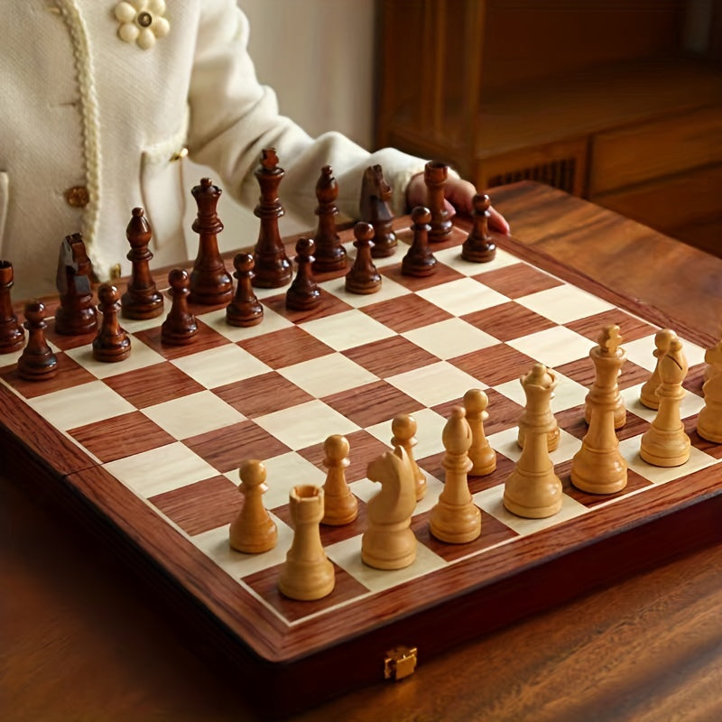 Schaakspel Hout Opvouwbaar Met Figuren Massief Houten Schaakbord