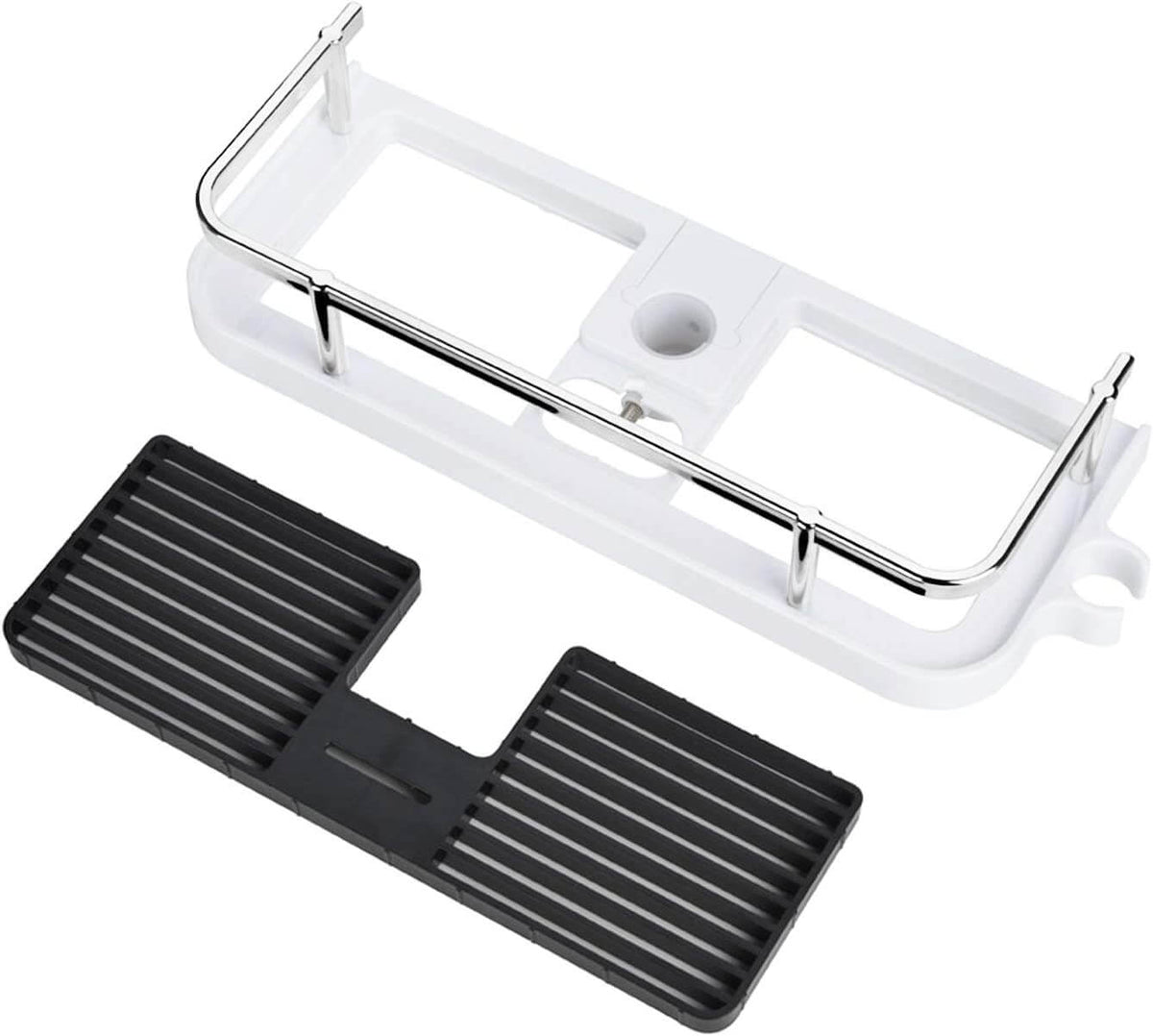 Verstelbare douche organizer voor douchestang zonder boren met haken en snelle waterafvoer
