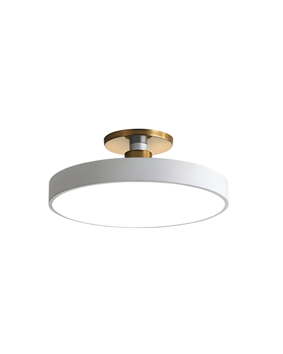 Moderne ronde plafondlamp met goud detail en acryl diffuser - minimalistische semi flush design verlichting voor woonkamer en slaapkamer
