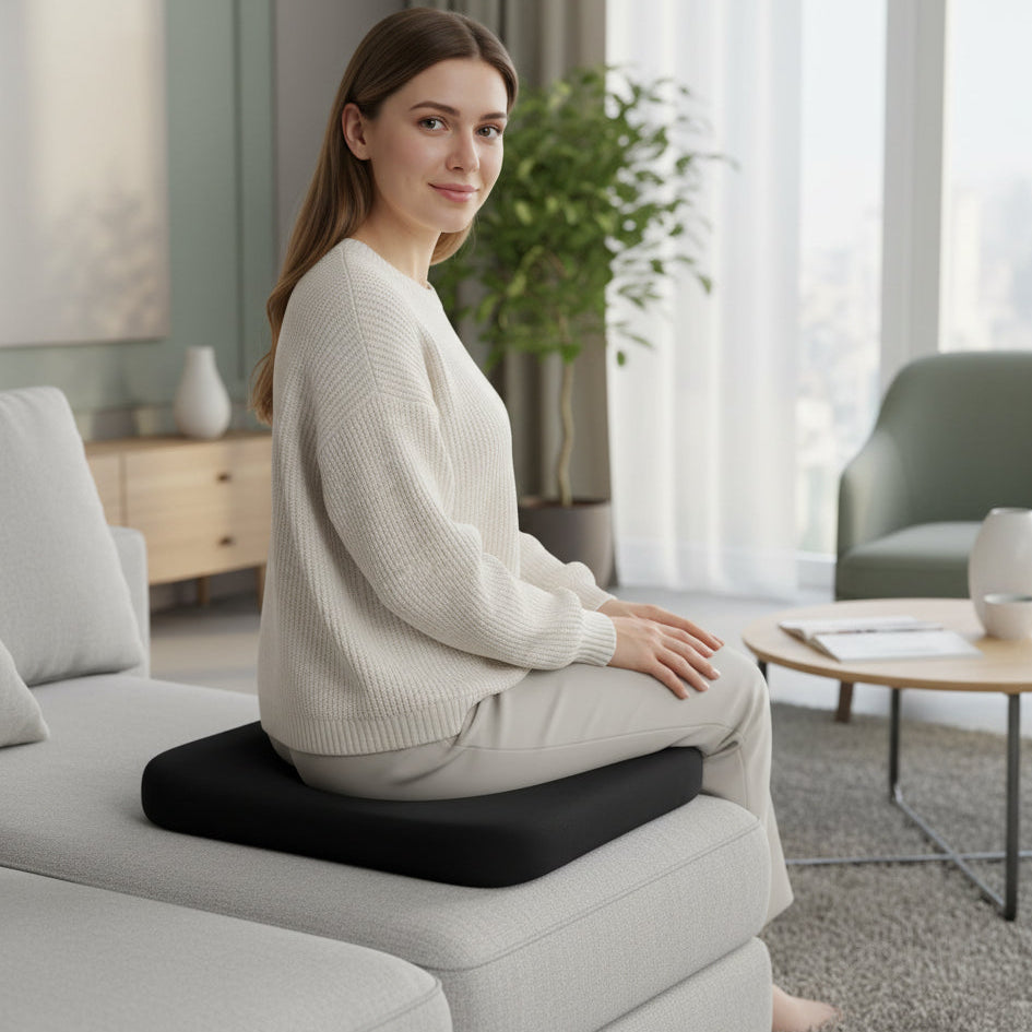 Ergonomisch Zitkussen met Antislip Onderkant Vormvaste Geheugenschuim Vulling voor Auto Kantoor Thuis Optimaal Comfort