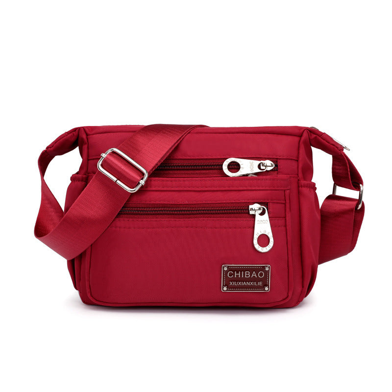 Crossbody Schoudertas Nylon Waterafstotend Meerdere Vakken Verstelbare Band Dames Reis Dagelijks Gebruik Compact