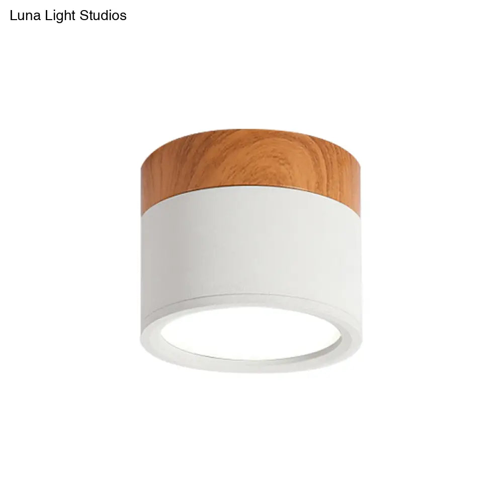 Macaron Plafondlamp Cilindrisch Metaal voor Keuken of Bar - Geel, Blauw, Zwart & Hout