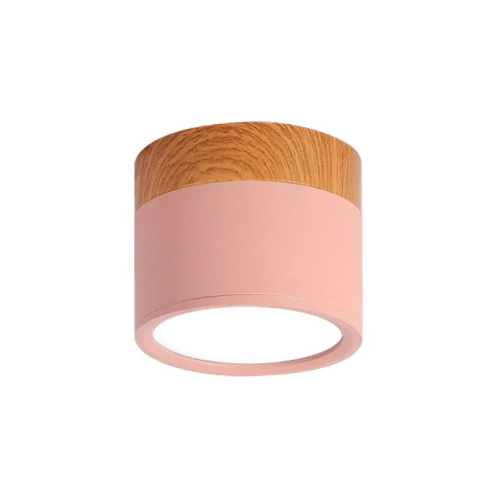 Macaron Plafondlamp Cilindrisch Metaal voor Keuken of Bar - Geel, Blauw, Zwart & Hout