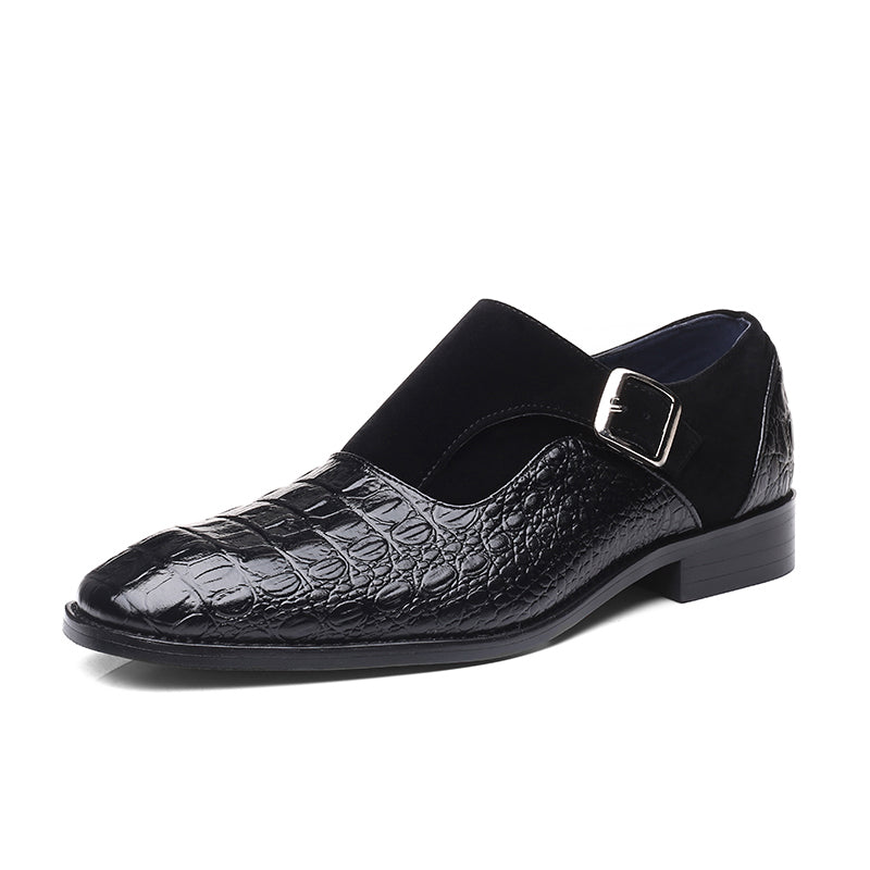 Heren Veterschoenen met Slangenleerstructuur Zwart Elegant Formeel Design Zakelijk Feestelijk Stijlvol