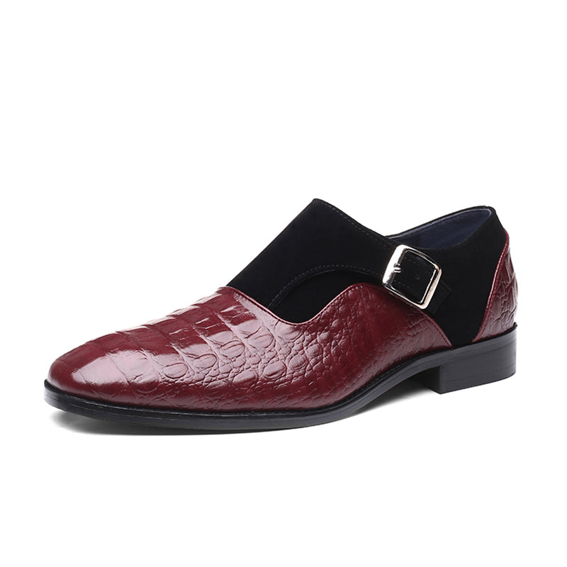 Herenschoenen met Slangenprint Reliëf Bordeaux Formele Gelegenheidsschoenen voor Zakelijk Feesten Stijlvol