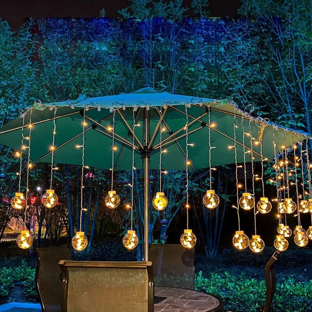 Zonneverlichte Slinger met Hangende Lampen voor Tuin en Terras - 3 Meter Warm Sfeerverlichting