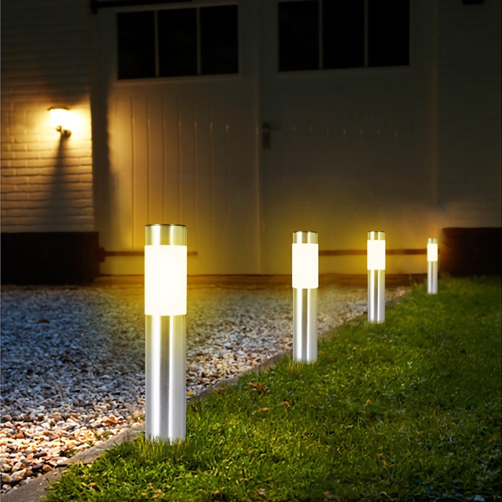 Solar Tuinverlichting Oprit met Lichtsensor IP65 Waterbestendig 42 cm Roestvrij Staal en Glas Warm Wit of Koel Wit