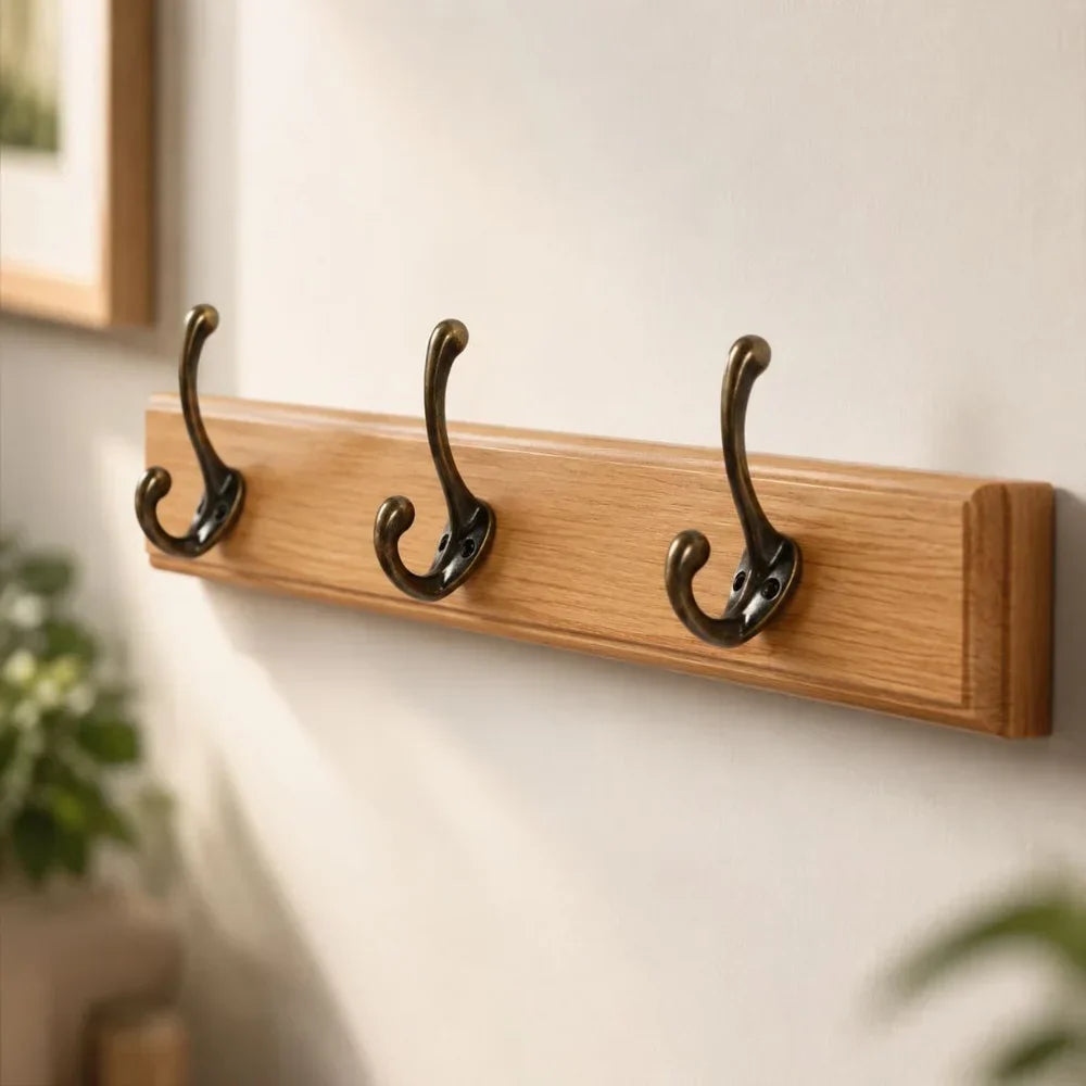 Massief Houten Kapstok Wandmontage 3-5 Haken Hal Garderobe Jassen Tassen Opbergsysteem Rustiek Design
