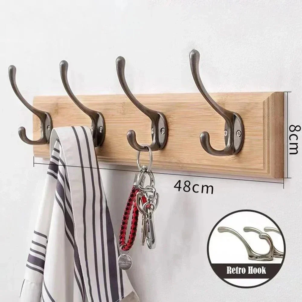 Massief Houten Kapstok Wandmontage 3-5 Haken Hal Garderobe Jassen Tassen Opbergsysteem Rustiek Design