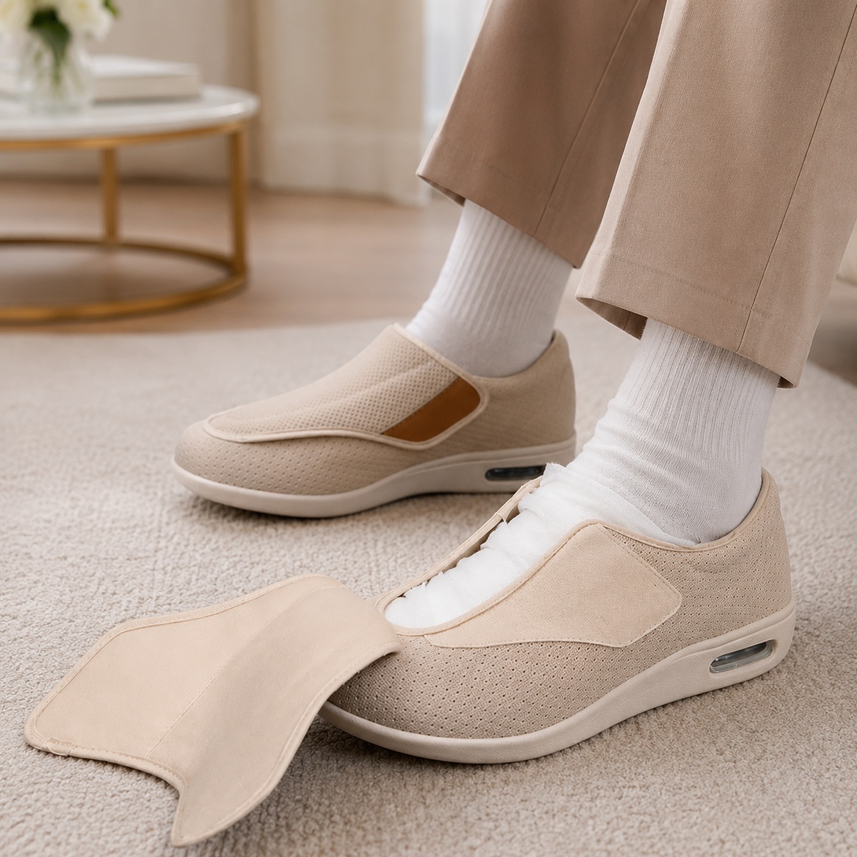 Brede Instapschoenen voor Gevoelige en Gezwollen Voeten - Memory Foam Inlegzool - Naadloos Interieur - Diabetische Comfortschoenen voor Dagelijks Gebruik