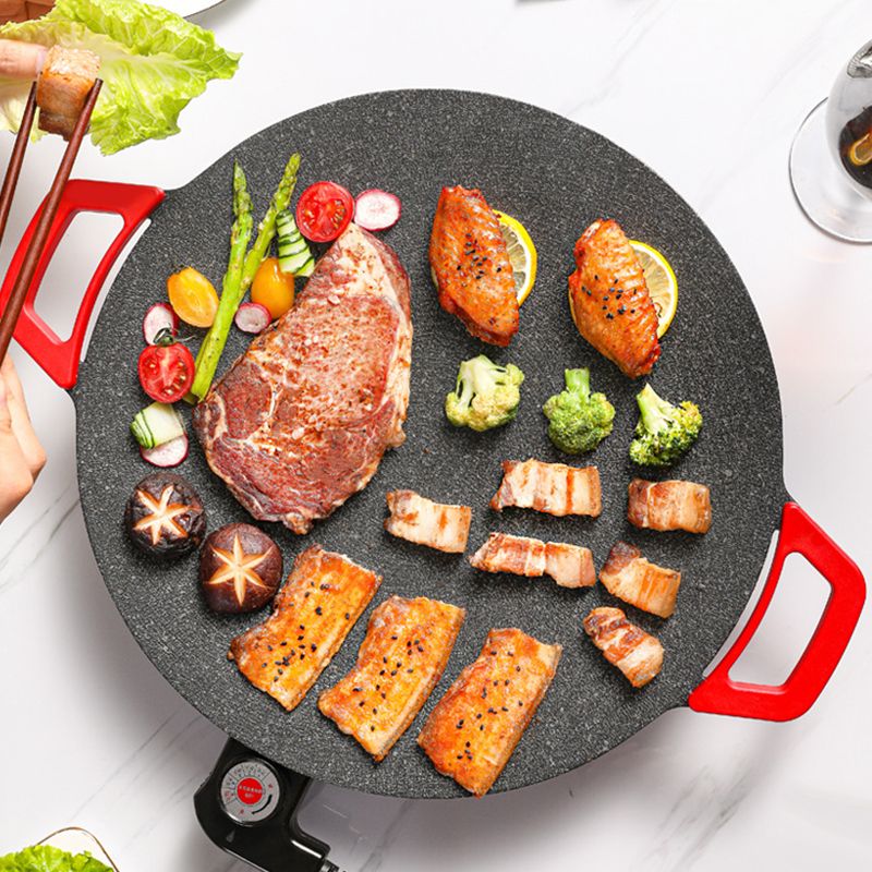 Rookvrije Elektrische Grillplaat - Multifunctionele Contactgrill voor Binnen en Buiten 28cm
