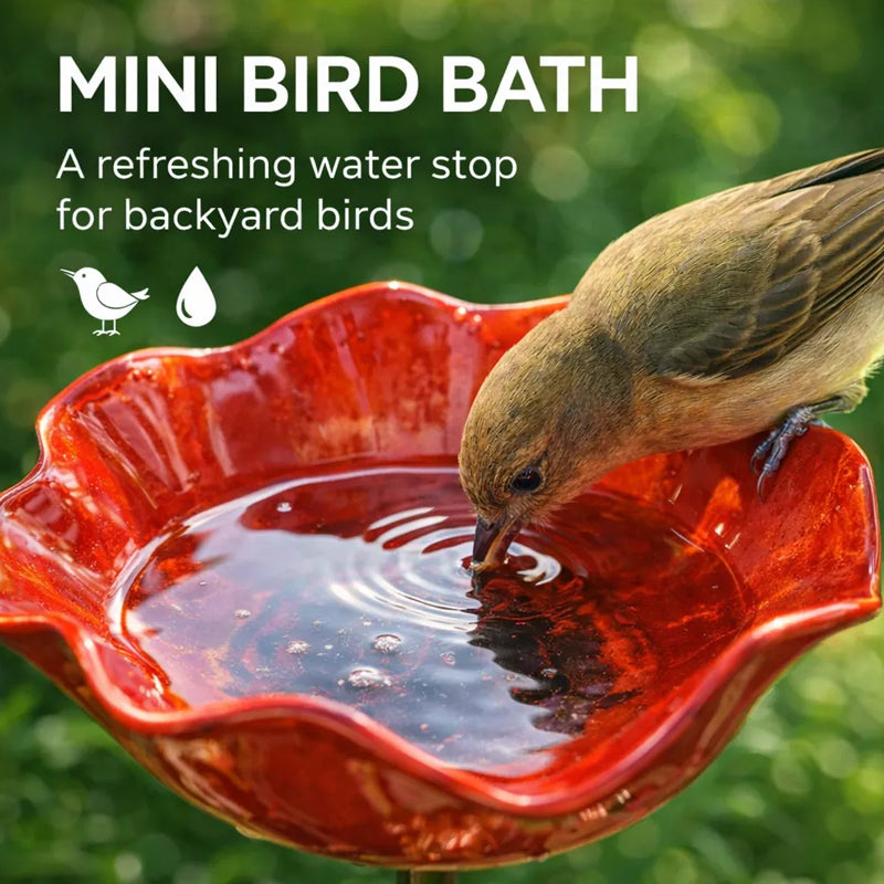 Decoratieve Metalen Tuinsteker met Vogelbad 60cm - Bloemvormig Waterstation voor Vogels en Insecten in 7 Kleuren