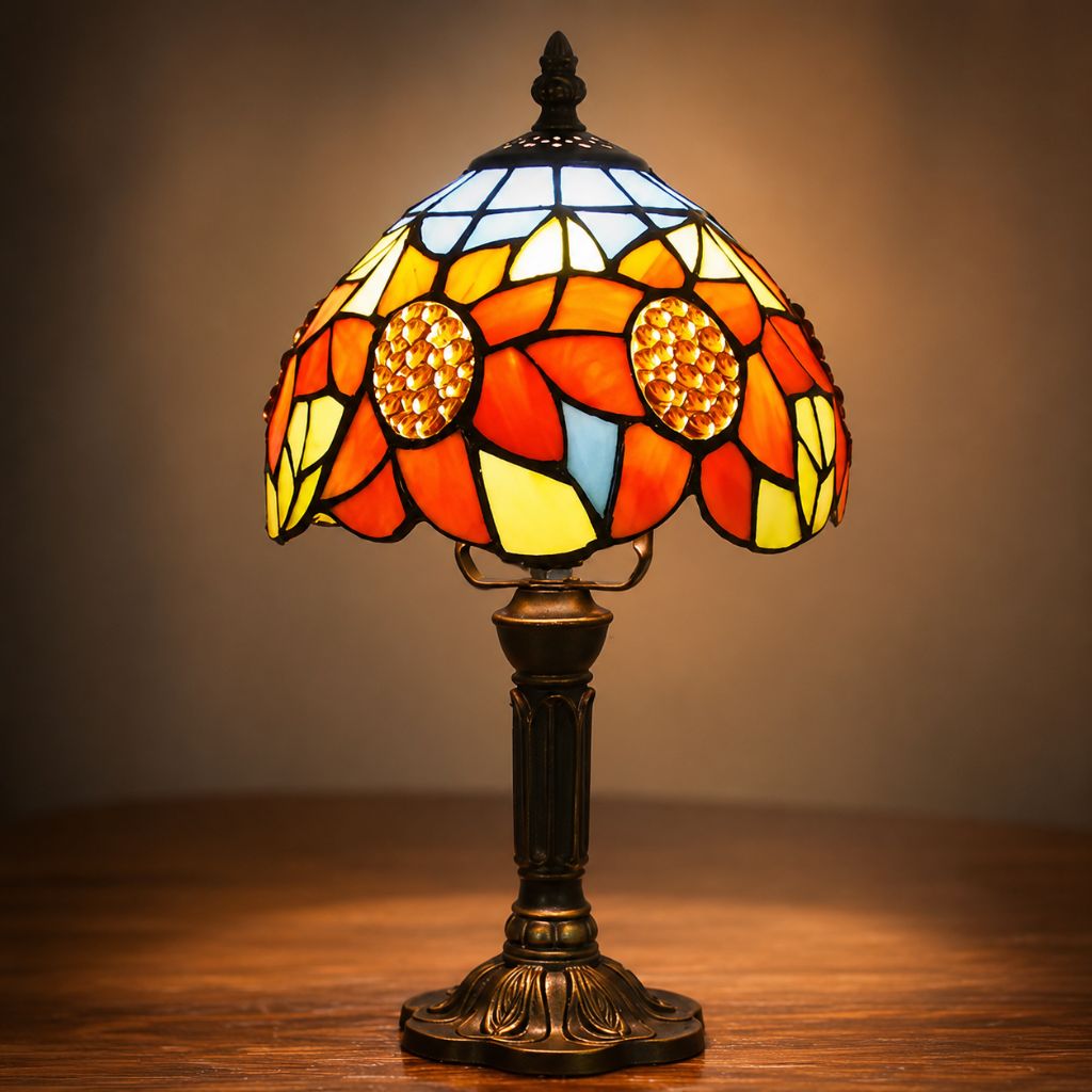 Tiffany Tafellamp met Glas-in-Lood Kap Verstelbaar Leeslamp Bureaulamp Scandinavisch Design Sfeerlicht