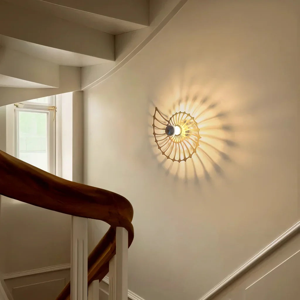 Ronde Wandlamp 50 cm Goud Keramiek Handgemaakt LED Drukknop Snoer 150 cm