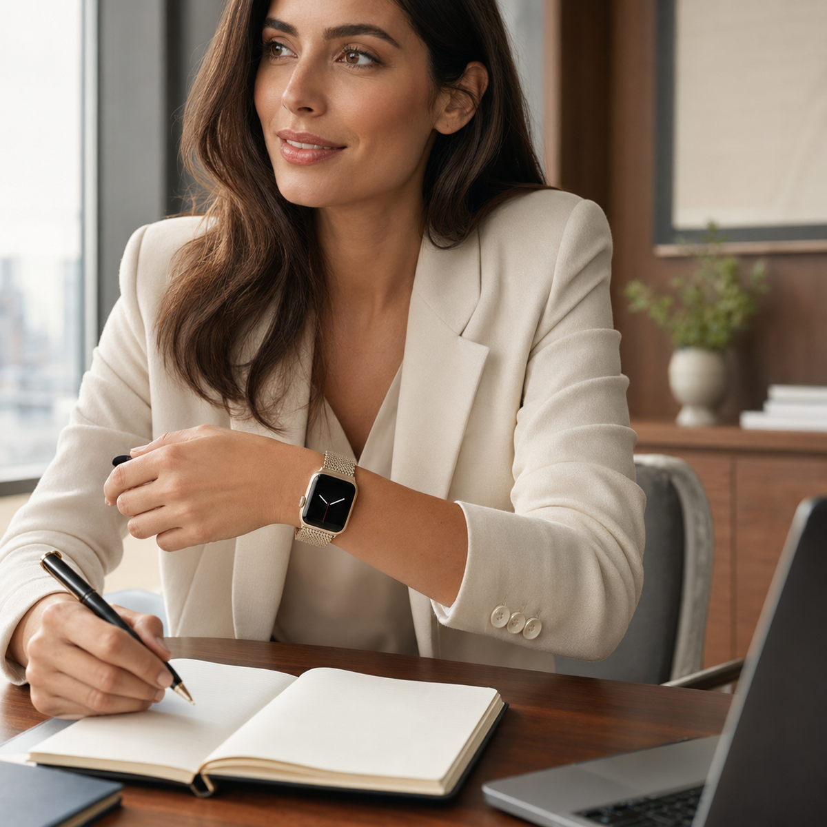 Magnetische Stalen Schakelband voor Smartwatch - Verstelbaar Metalen Bandje Polshorloge Accessoire Zilver