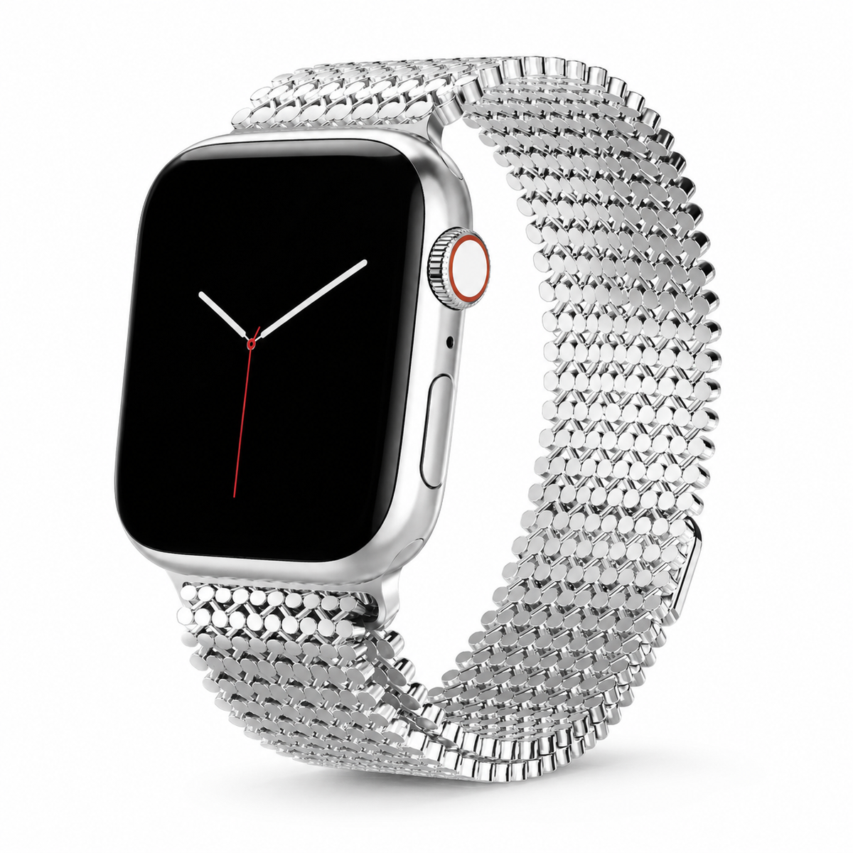 Magnetische Stalen Schakelband voor Smartwatch - Verstelbaar Metalen Bandje Polshorloge Accessoire Zilver