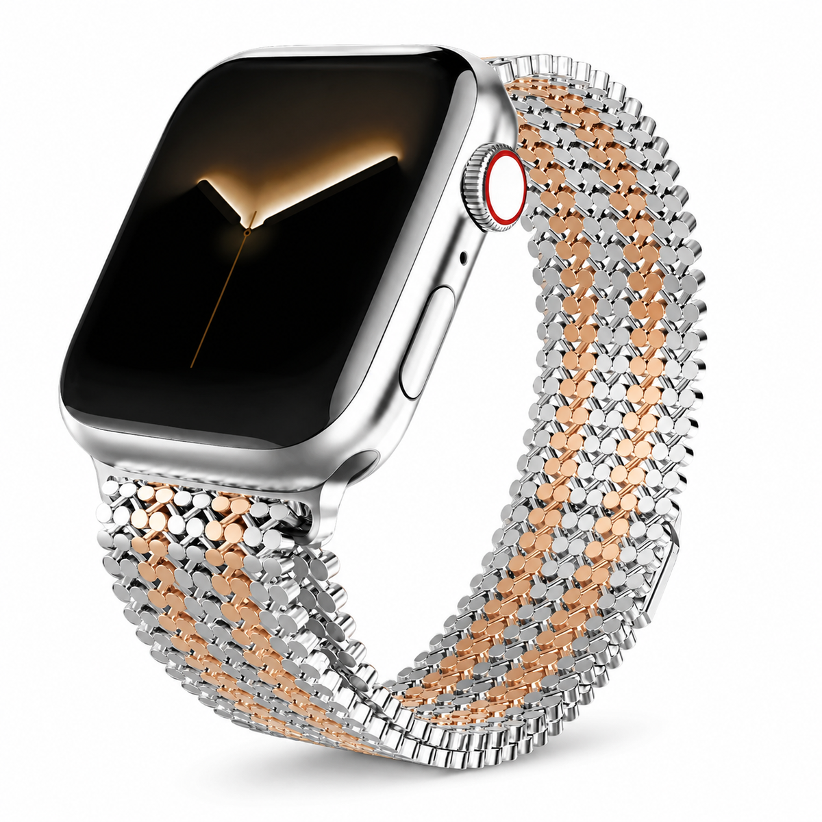 Magnetische Stalen Schakelband voor Smartwatch - Verstelbaar Metalen Bandje Polshorloge Accessoire Zilver