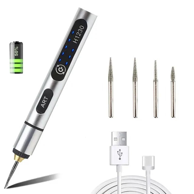 Elektrische Graveerpen Draadloos Oplaadbaar LCD 18000rpm Hout Glas Metaal Hobbygereedschap Graveren Sieraden DIY