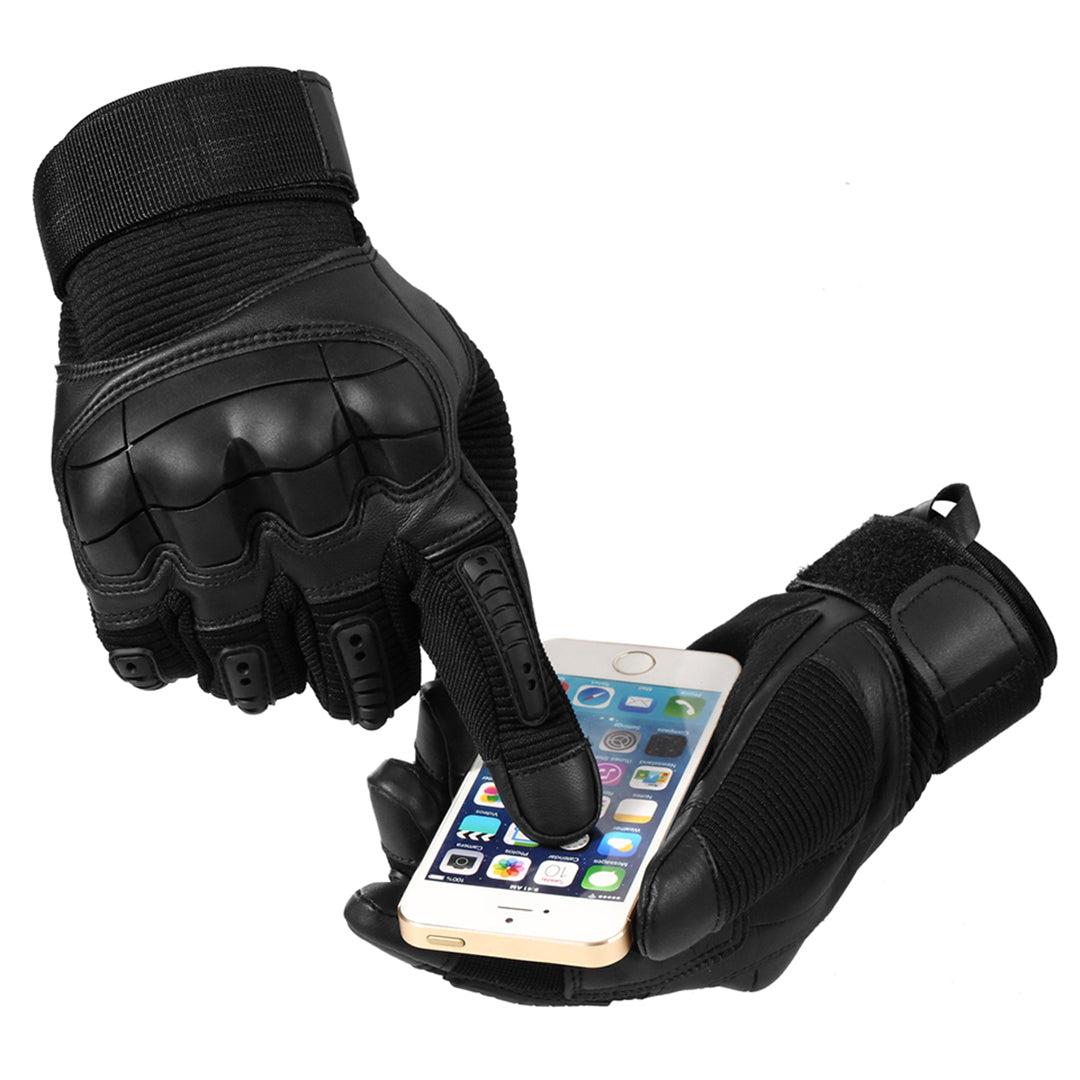 Winterhandschoenen Leer en Katoen Zwart Touchscreen Compatibel Winddicht Warm Outdoor Wandelen Heren Dames