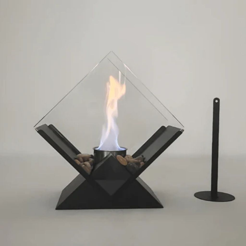Tafelkachel Bioethanol Rookvrij met Glazen Ruit Decoratieve Tafelhaard voor Binnen en Buiten Sfeerverwarming