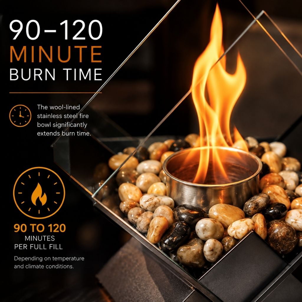 Tafelkachel Bioethanol Rookvrij met Glazen Ruit Decoratieve Tafelhaard voor Binnen en Buiten Sfeerverwarming