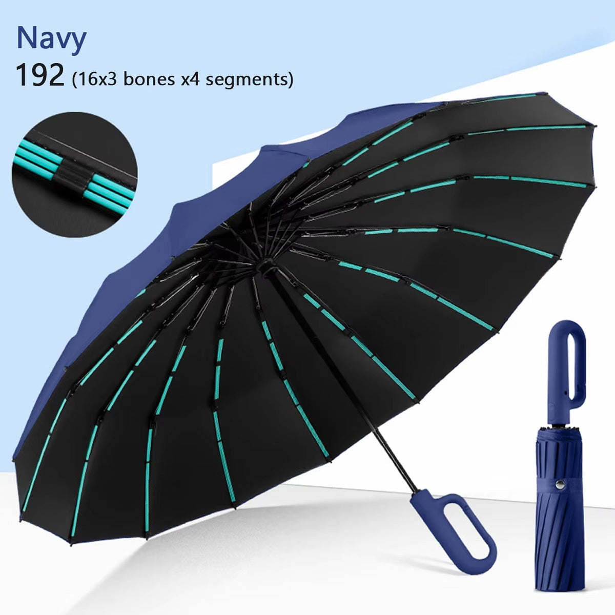 Automatische Stormparaplu 120cm Windbestendig met Verstevigd Frame voor Regen en Wind Beige Zwart Navy Grijs