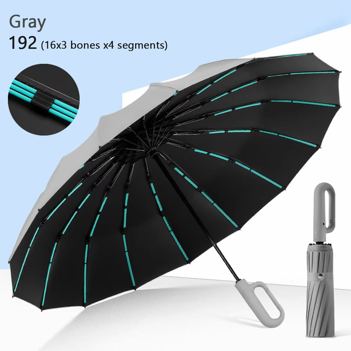 Automatische Stormparaplu 120cm Windbestendig met Verstevigd Frame voor Regen en Wind Beige Zwart Navy Grijs