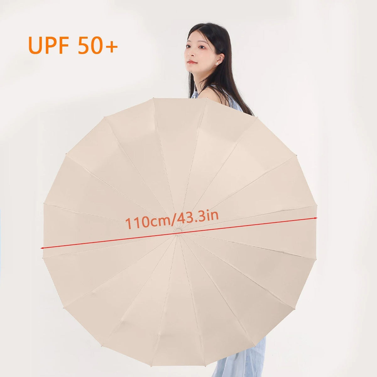 Automatische Stormparaplu 120cm Windbestendig met Verstevigd Frame voor Regen en Wind Beige Zwart Navy Grijs