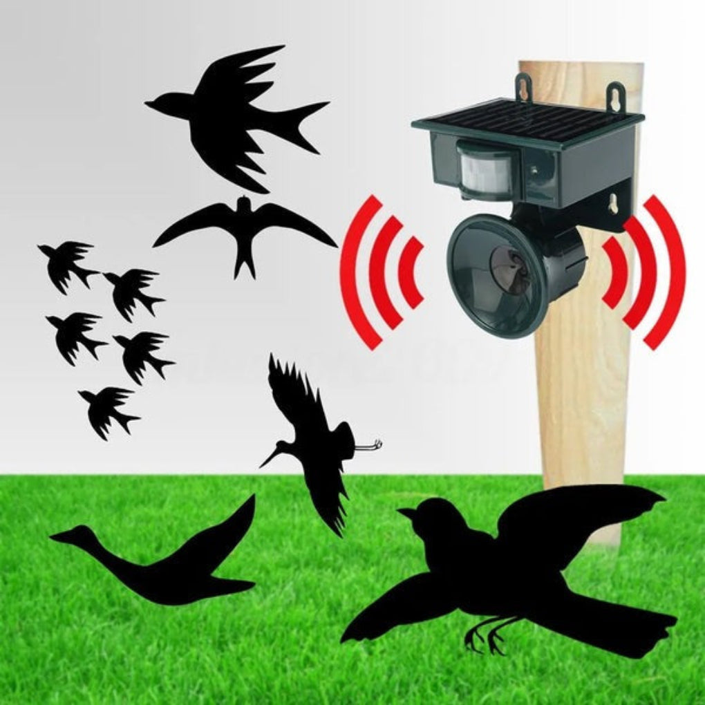 Vogelafweer Zonne-energie PIR Bewegingssensor Waterdicht Geluidsafschrikking Tuin Balkon Terras