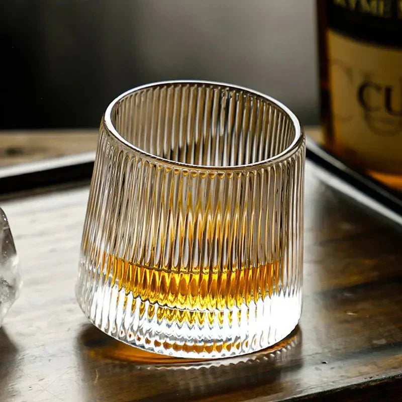 Roterend Whiskyglas van Geblazen Glas - Textuur Design 160 ml