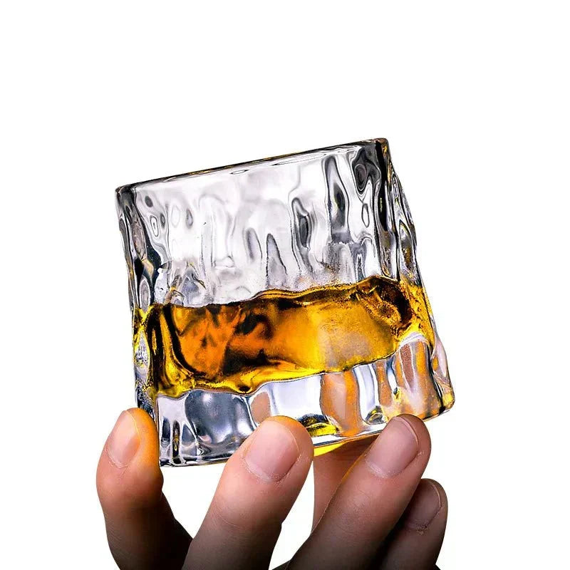 Roterend Whiskyglas van Geblazen Glas - Textuur Design 160 ml