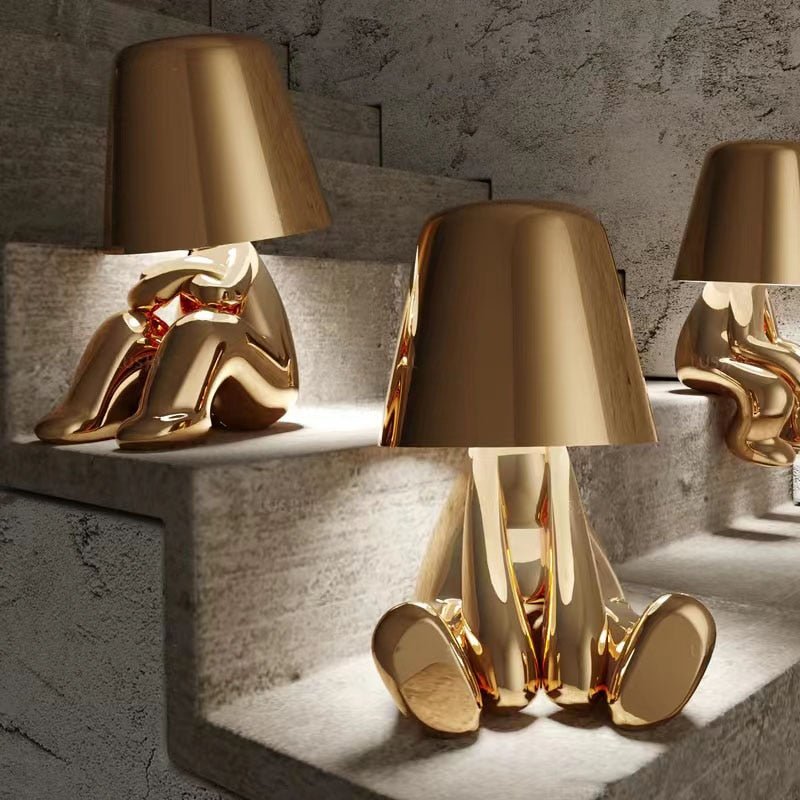 Decoratieve Tafellamp Denkende Figuur met USB Oplaadbare LED Verlichting voor Leeshoek en Werkplek