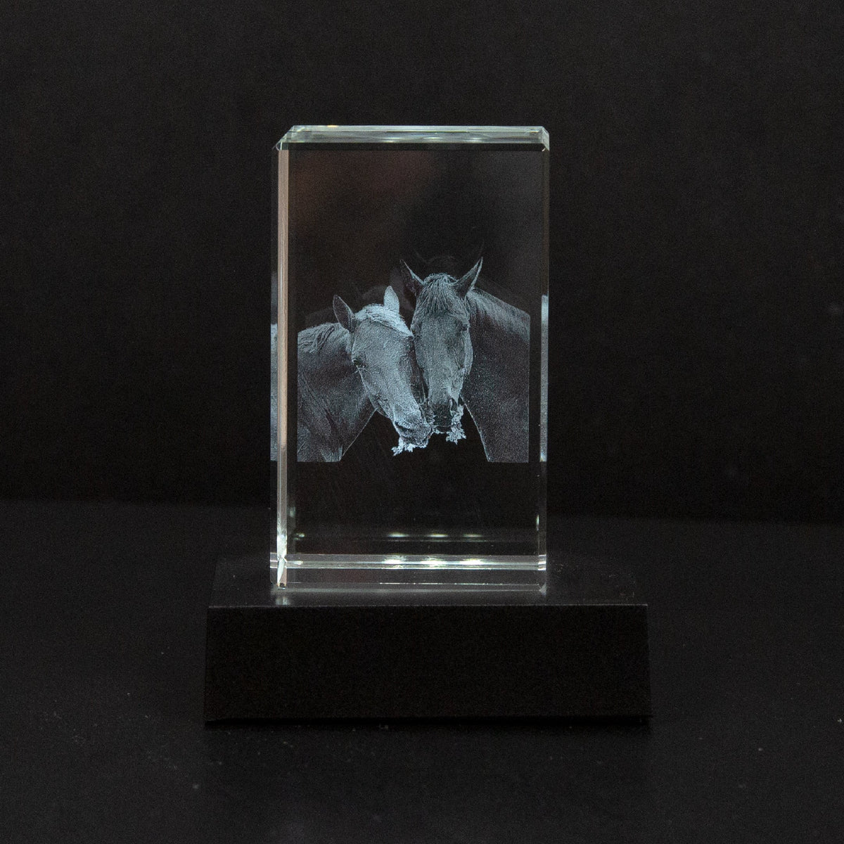 Gepersonaliseerd 2D/3D Kristal Gedenkkristal met Eigen Foto - Verlicht Herinneringsblok met Houten Voet