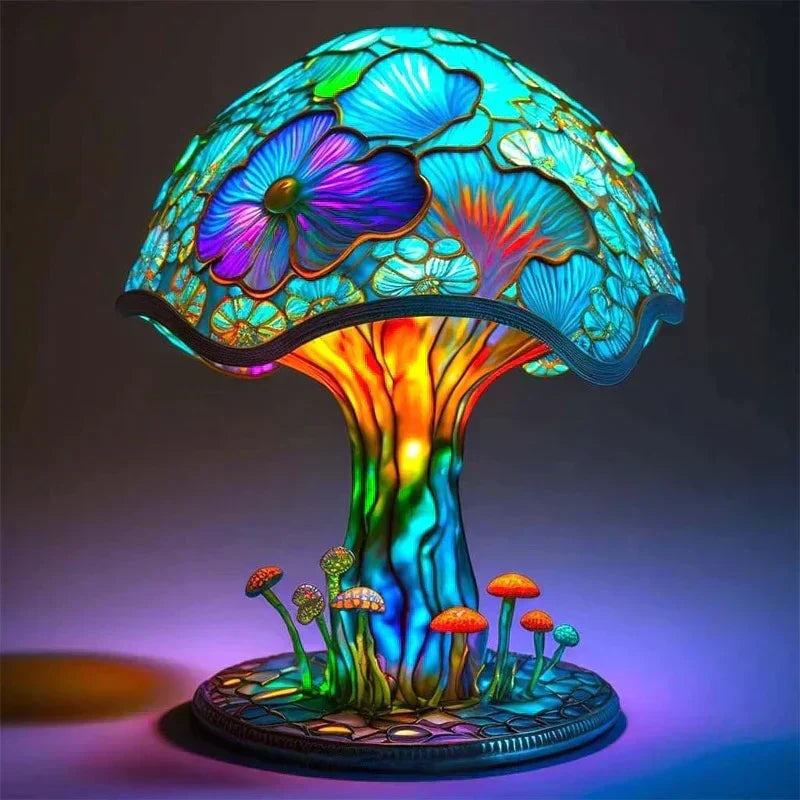 Dimbare Tafelllamp met Gebrandschilderd Glas Effect 30cm Hoog Sfeerverlichting voor Woonkamer Slaapkamer Romantische Avondlamp Decoratief Lichtkunst Werkobject