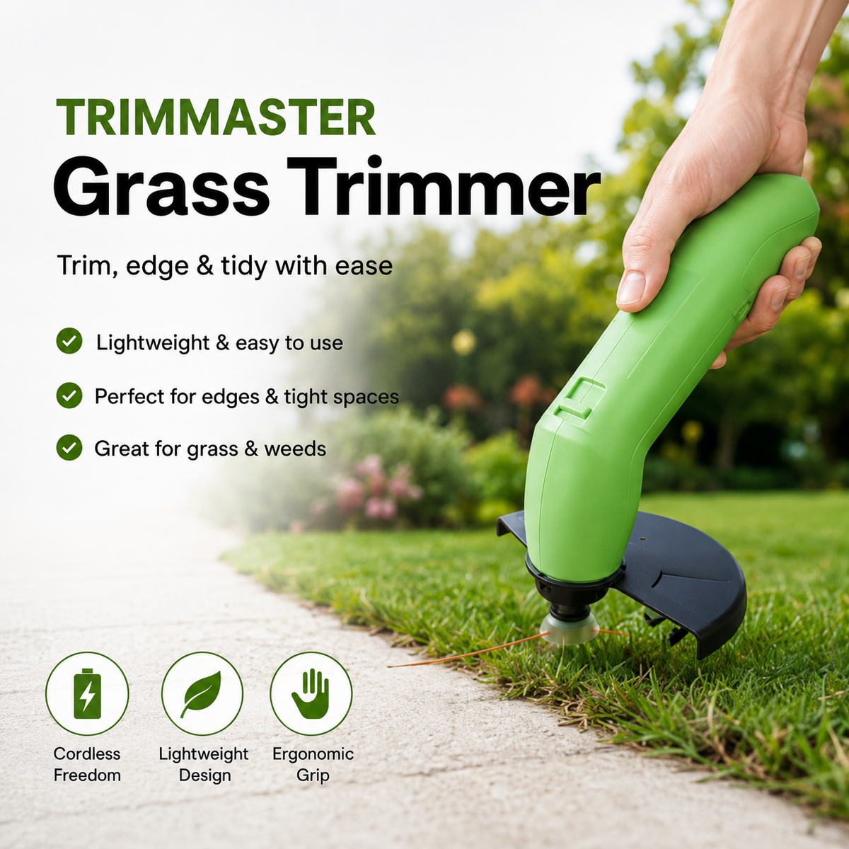 Mini Grastrimmer Oplaadbaar Draadloos - Lichtgewicht Verstelbare Grassnijder voor Tuin en Gazon
