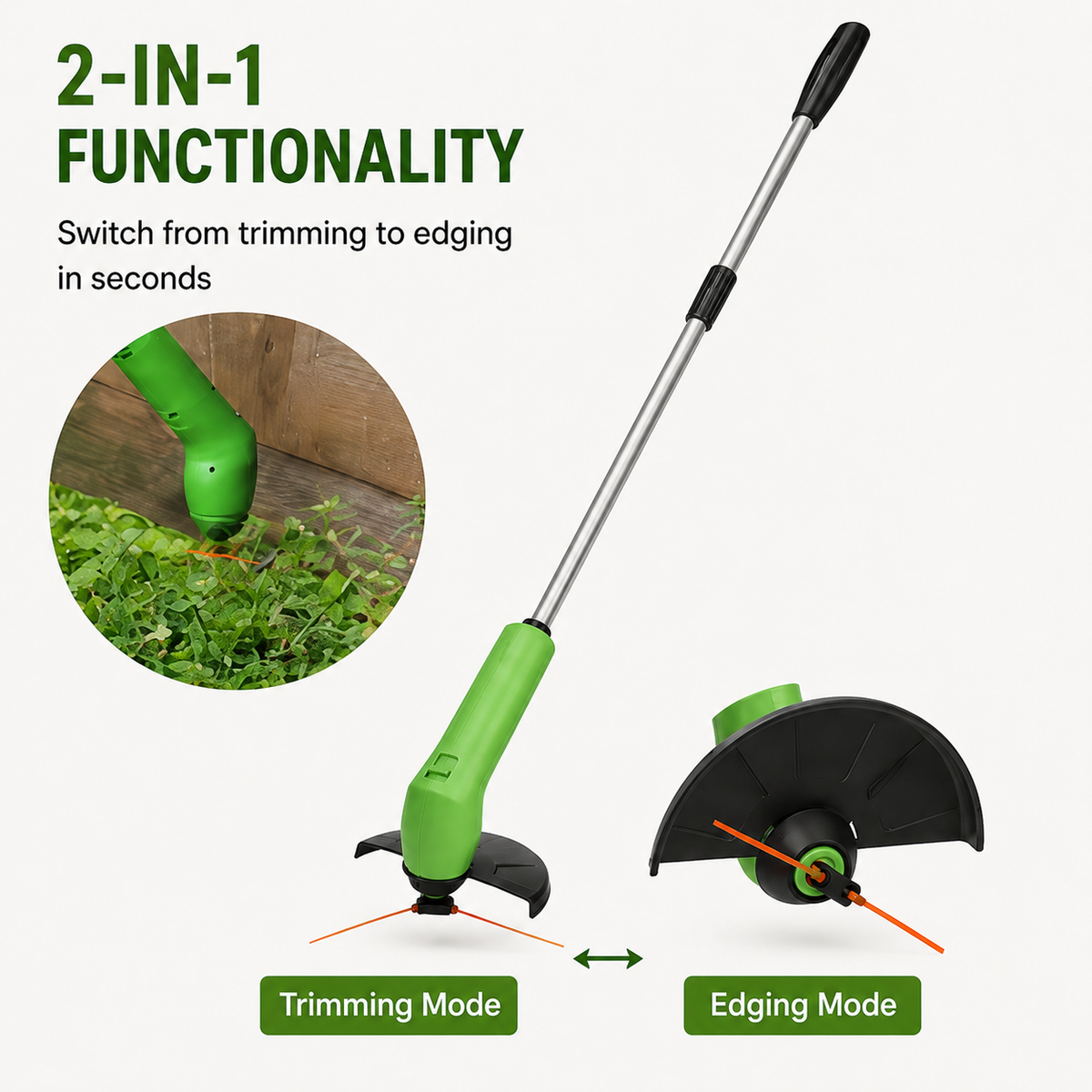 Mini Grastrimmer Oplaadbaar Draadloos - Lichtgewicht Verstelbare Grassnijder voor Tuin en Gazon