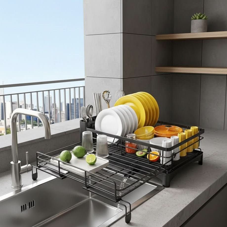 Afdruiprek met Lekbak voor Keuken Afwas Opbergen Droogrek Bestek Vaatwerk Servies Keukenaccessoires Afwasbak