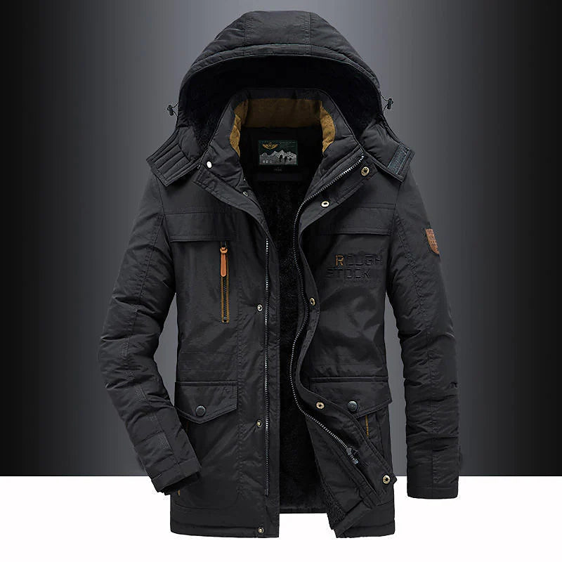 Gewatteerde Winterparka Jas - Warme Geïsoleerde Winterjas voor Heren met Capuchon en Pelzbesatz