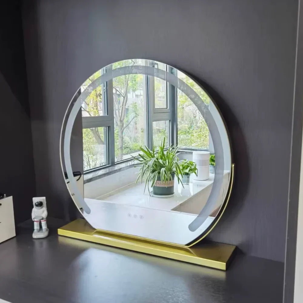 Make-up Spiegel met 15x Vergroting LED Verlichting 360° Draaibaar Touchbediening Dimbaar Bureau Kaptafel