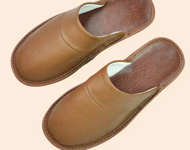 Leren Herenpantoffels Indoor Warmte Comfort Zachte Zool Herfst Winter Huisschoenen Antislip Ademend Slippers